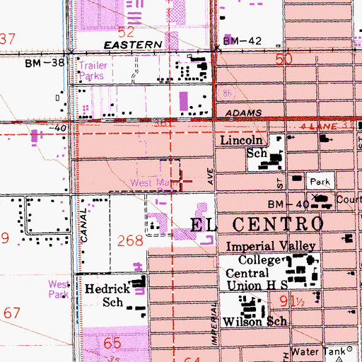 Topographic Map of West Main Park, CA
