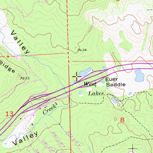 Topographic Map of West Lakes, CA
