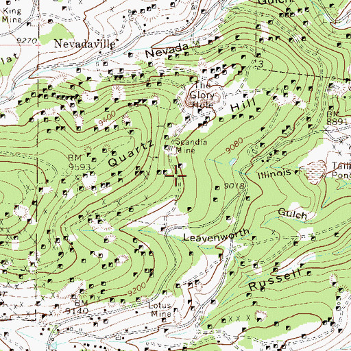 Topographic Map of Gettysburg Mine, CO