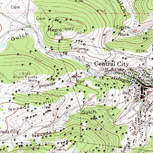Topographic Map of Gold Collar Mine, CO