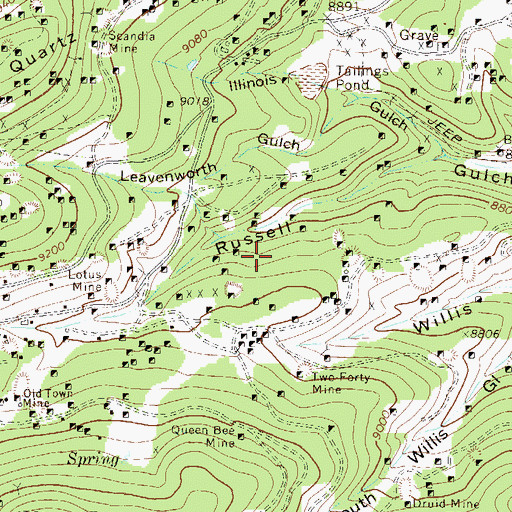 Topographic Map of Harker Shaft Mine, CO