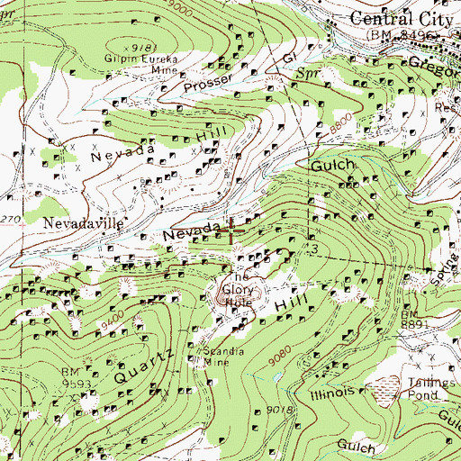 Topographic Map of Kansas Mine, CO