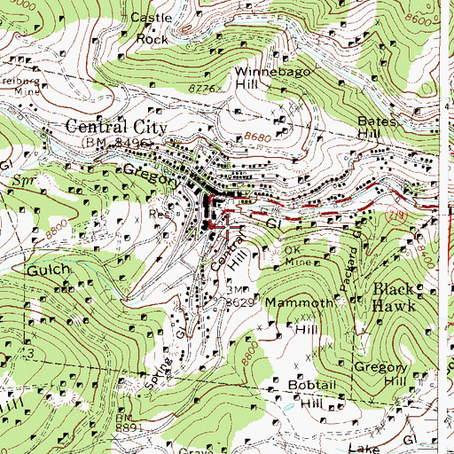 Topographic Map of McAllister Mine, CO