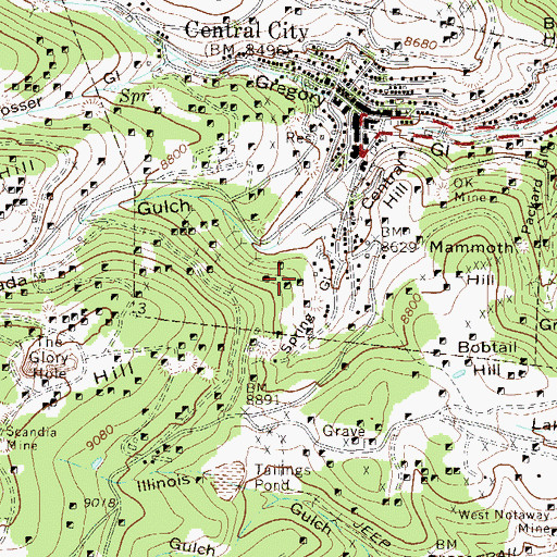 Topographic Map of Nation Mine, CO