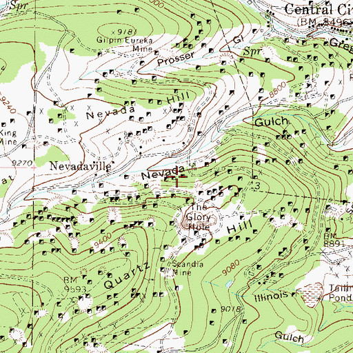 Topographic Map of Pease Mine, CO