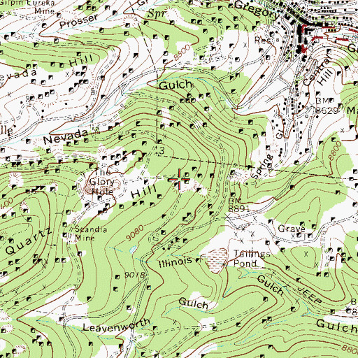 Topographic Map of Roderick Mine, CO