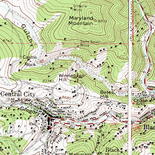 Topographic Map of Robert Emmett Mine, CO