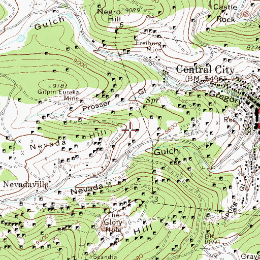 Topographic Map of Whiting Mine, CO