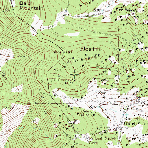 Topographic Map of Wyandotte Mine, CO