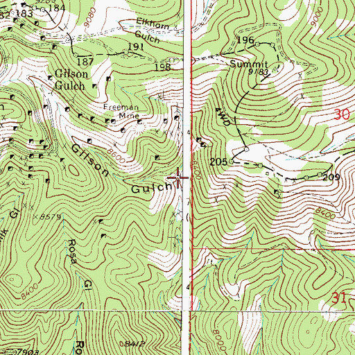 Topographic Map of Dexter Mine, CO