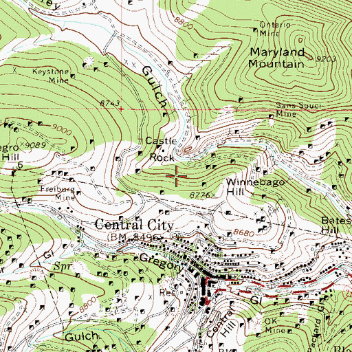 Topographic Map of Center Tunnel Mine, CO