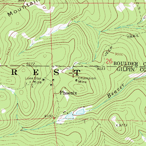Topographic Map of Champion Mines, CO