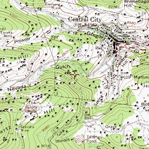 Topographic Map of Corydon Mine, CO