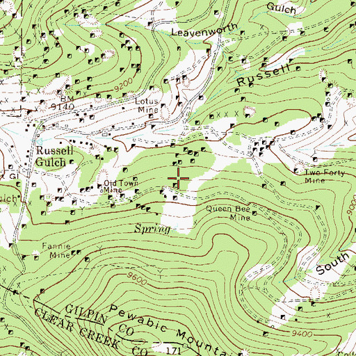 Topographic Map of Crawford Shaft Mine, CO