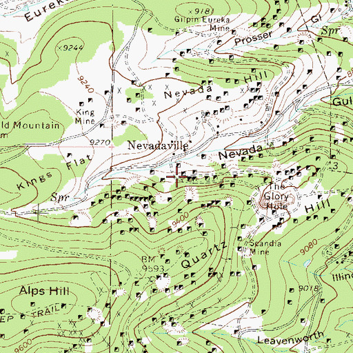 Topographic Map of Downie Mine, CO