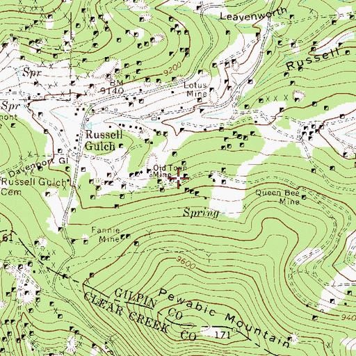 Topographic Map of East Pewabic Mine, CO