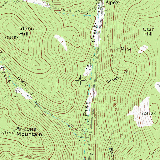 Topographic Map of Evergreen Mine, CO
