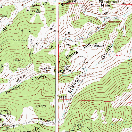 Topographic Map of Banta Hill Mine, CO