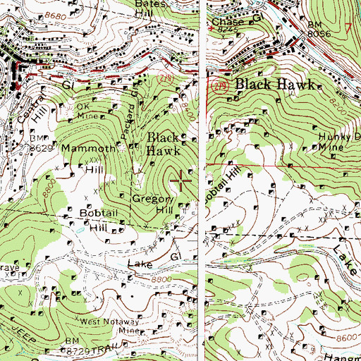 Topographic Map of Cook Mine, CO