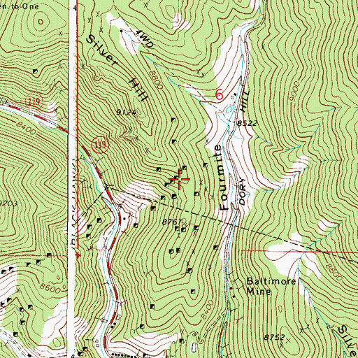 Topographic Map of Denango County Mine, CO