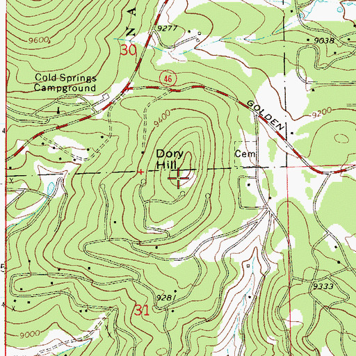 Topographic Map of Dory Hill Mine, CO