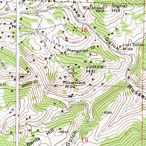 Topographic Map of Justice Mine, CO