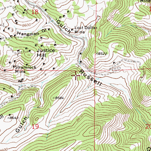 Topographic Map of Lost Lode Mine, CO
