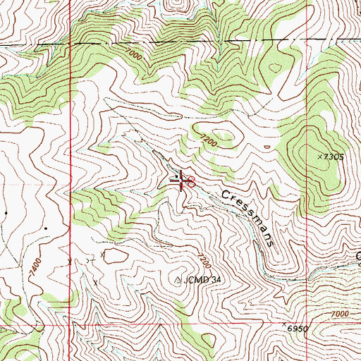 Topographic Map of Cressmans Gulch Mine, CO