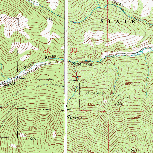 Topographic Map of B Gilman Ranch Pegmatite Mine, CO