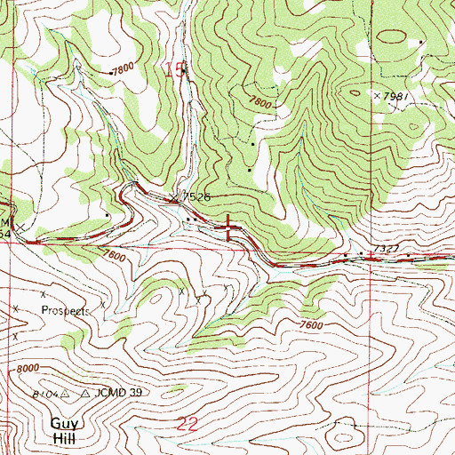 Topographic Map of Elledge Beryl Prospect Mine, CO