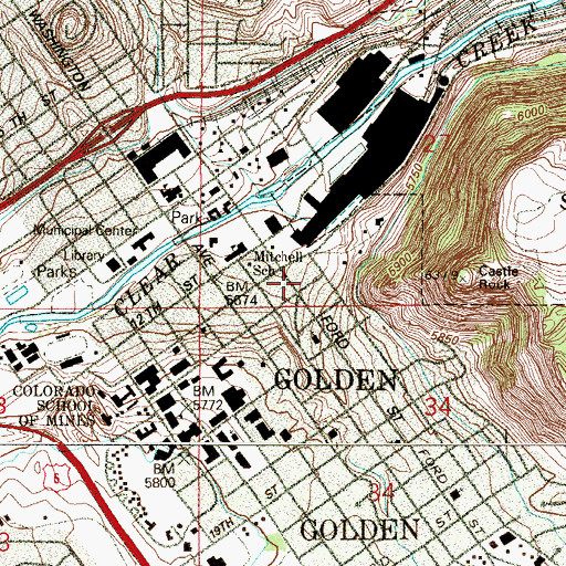 Topographic Map of Churchs Pit, CO