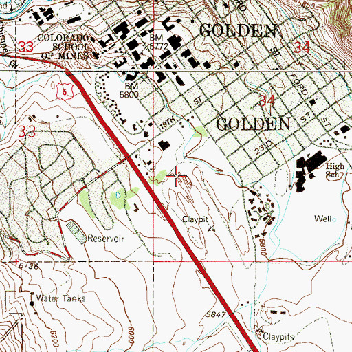 Topographic Map of Coors Sand and Gravel Pit, CO
