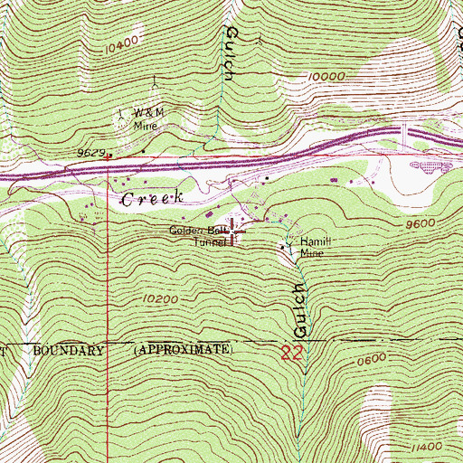 Topographic Map of Gold Belt Mine, CO