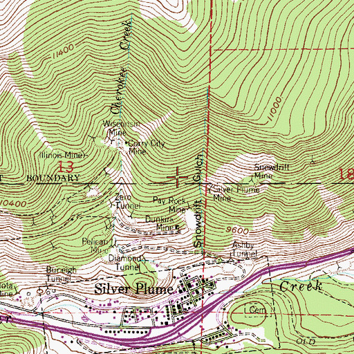 Topographic Map of Albion Tunnel Mine, CO