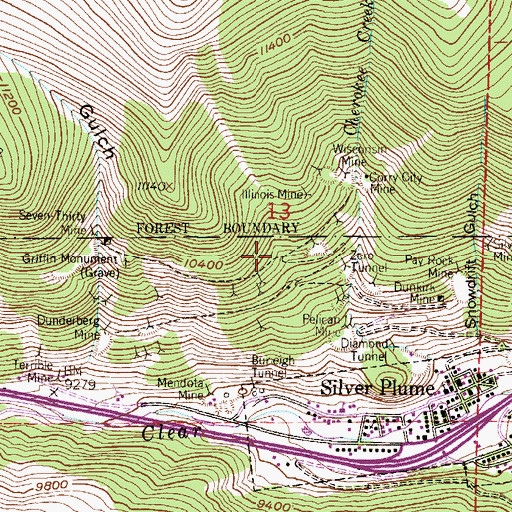 Topographic Map of Back Bone Mine, CO
