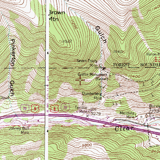 Topographic Map of Baltimore Mine, CO
