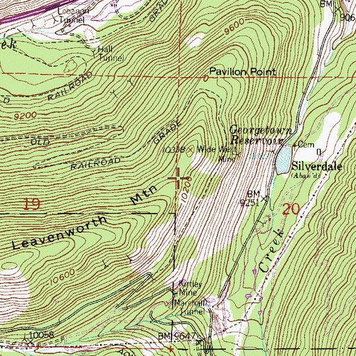 Topographic Map of Blue Bell Mine, CO