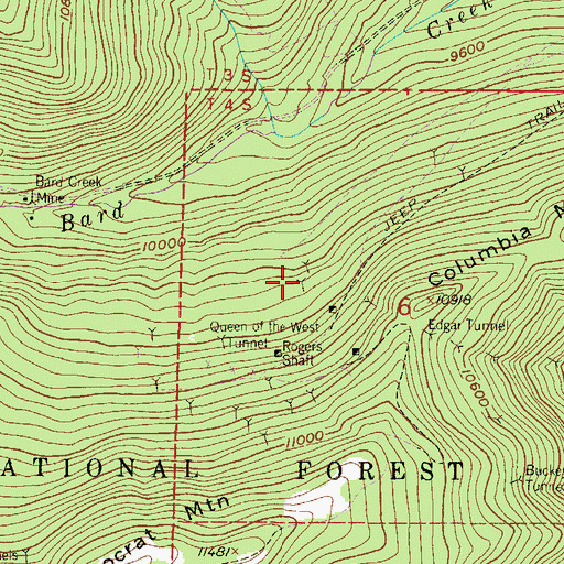 Topographic Map of Bonanza Tunnel Mine, CO