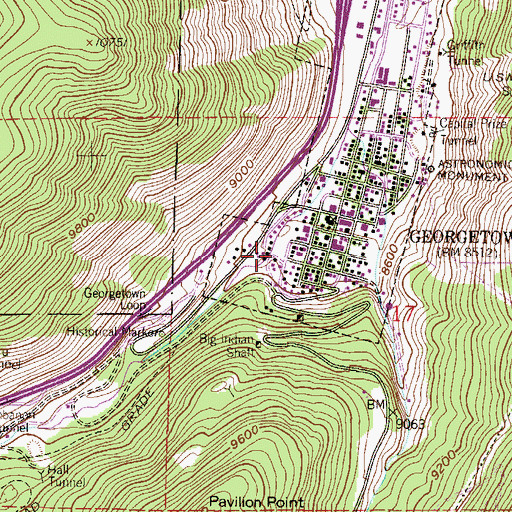 Topographic Map of Brown Mountain Tunnel Mine, CO