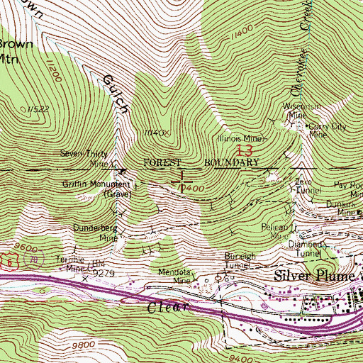 Topographic Map of Captain Wells Mine, CO