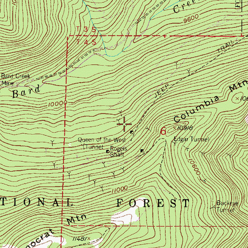 Topographic Map of Charles H Moore Lode Mine, CO