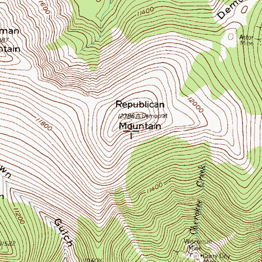 Topographic Map of Curmon Mine, CO
