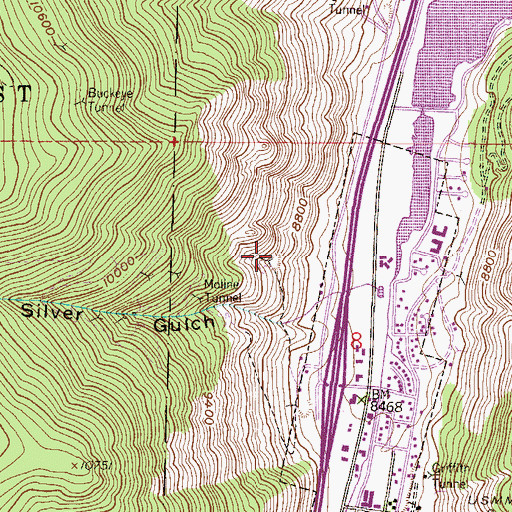 Topographic Map of Democrat Mountain Tunnel Mine, CO