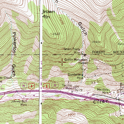 Topographic Map of Investigator Mine, CO