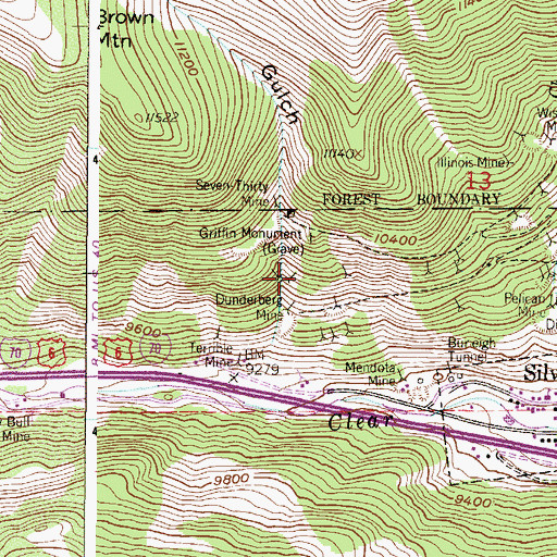 Topographic Map of Mammoth Mine, CO