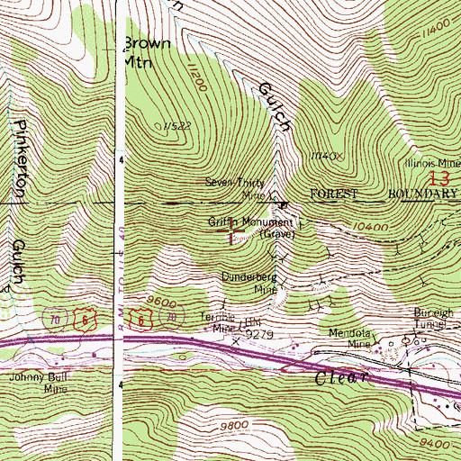 Topographic Map of Montreal Mine, CO