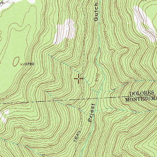 Topographic Map of Priest Gulch Trail, CO