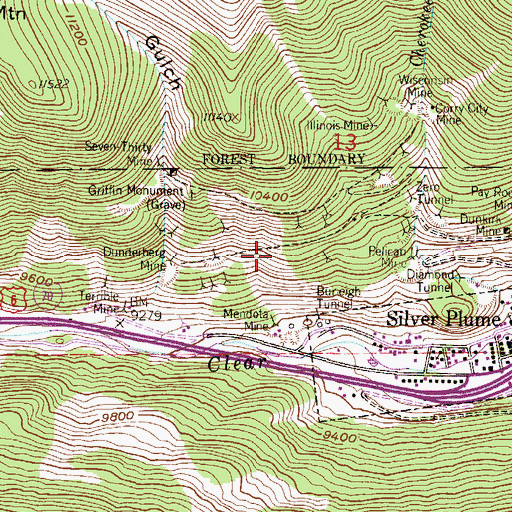 Topographic Map of Rockford Mine, CO