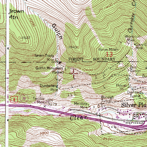Topographic Map of Silver Chain Mine, CO
