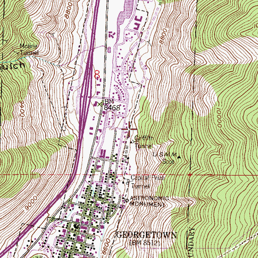 Topographic Map of Sonora Mine, CO